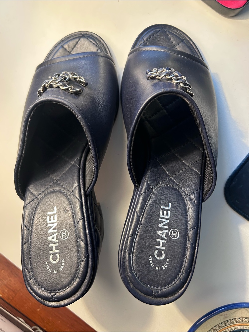 CHANEL Black Quilted Leather Open-Toe Mule with Silver CC - Picture 10 of 10